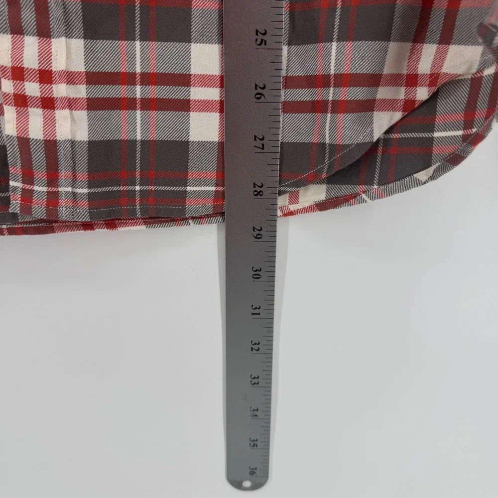 J.Crew Mens Plaid‎ Button Down Shirt Red Gray White Cotton Size M